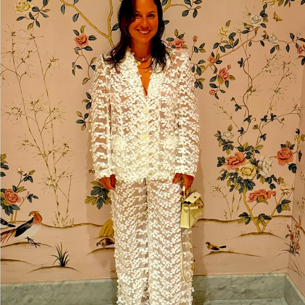 Cynthia Rowley white floral suit